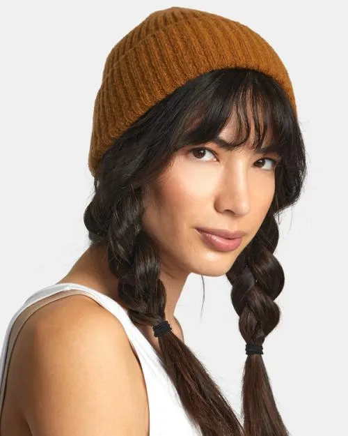 Rvca Warm Eyes Beanie Workwear Brown Women Hats