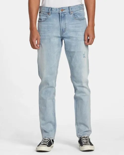 Rvca Weekend Straight Fit Jeans Bleach Wash Men Denim