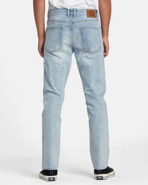 Rvca Weekend Straight Fit Jeans Bleach Wash Men Denim
