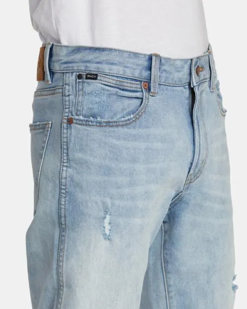 Rvca Weekend Straight Fit Jeans Bleach Wash Men Denim