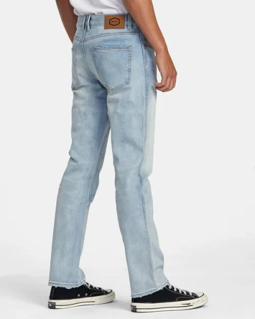 Rvca Weekend Straight Fit Jeans Bleach Wash Men Denim