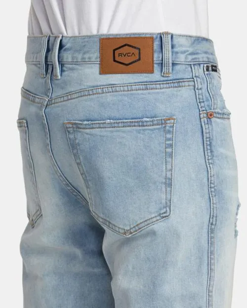 Rvca Weekend Straight Fit Jeans Bleach Wash Men Denim