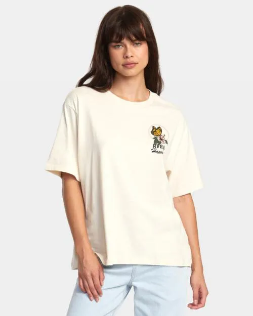 Rvca Wish You Were Here TShirt Latte Women Tees and Tanks
