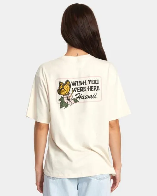 Rvca Wish You Were Here TShirt Latte Women Tees and Tanks