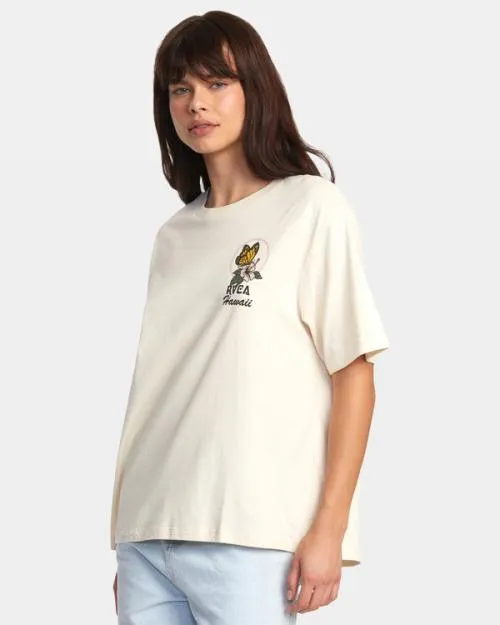 Rvca Wish You Were Here TShirt Latte Women Tees and Tanks