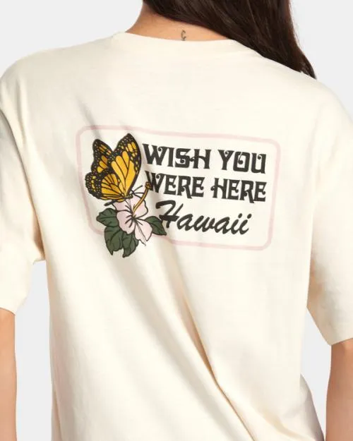 Rvca Wish You Were Here TShirt Latte Women Tees and Tanks