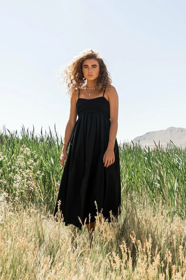 Sabine Midi Dress In Black Black Women Bohme Dresses