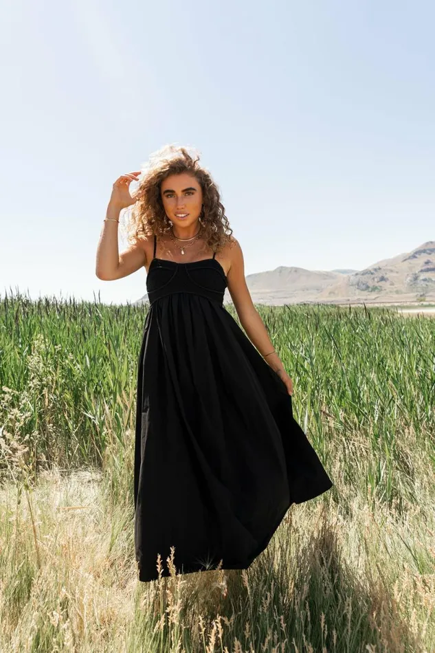 Sabine Midi Dress In Black Black Women Bohme Dresses