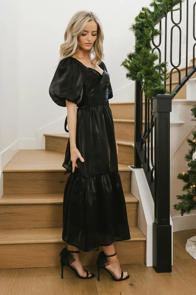 Samara Puff Sleeve Dress In Black Black Women Bohme Dresses