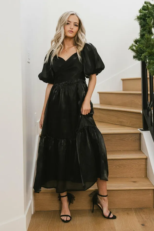 Samara Puff Sleeve Dress In Black Black Women Bohme Dresses
