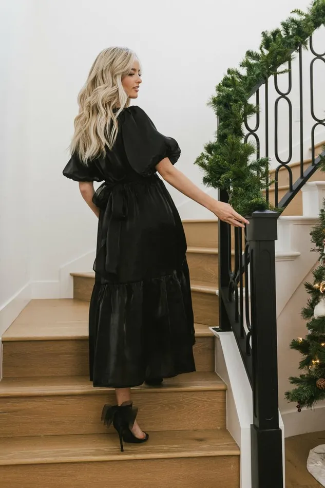 Samara Puff Sleeve Dress In Black Black Women Bohme Dresses