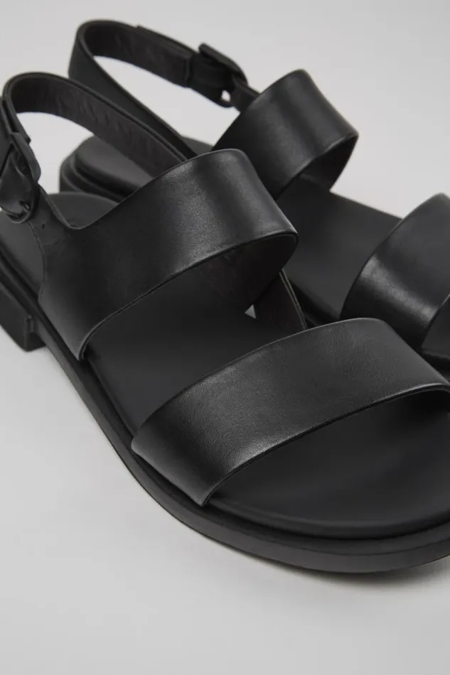 Sandals Women Camper Edy Black Leather Sandal