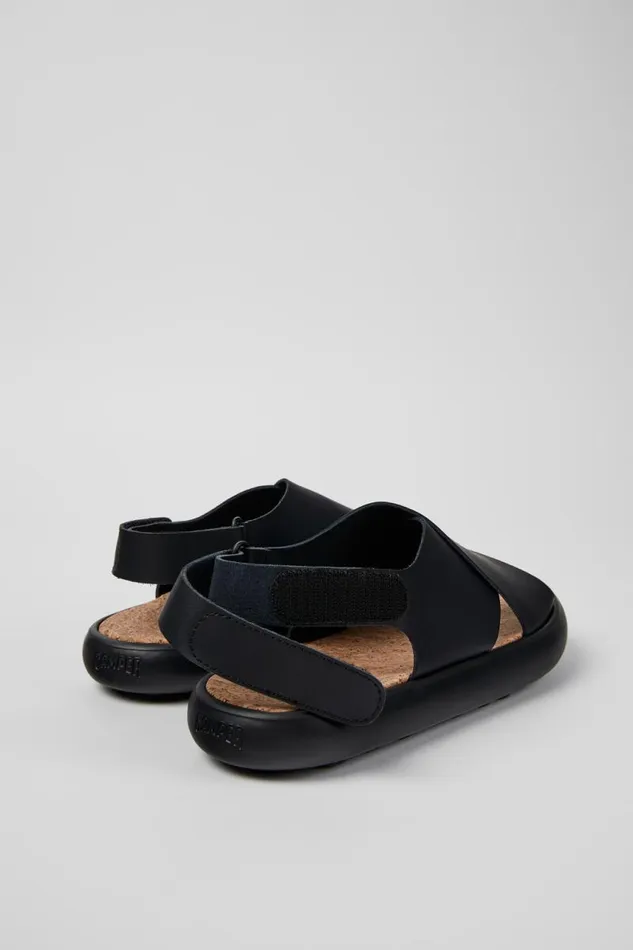 Sandals Women Camper Pelotas Flota Black Leather Crossstrap Sandal