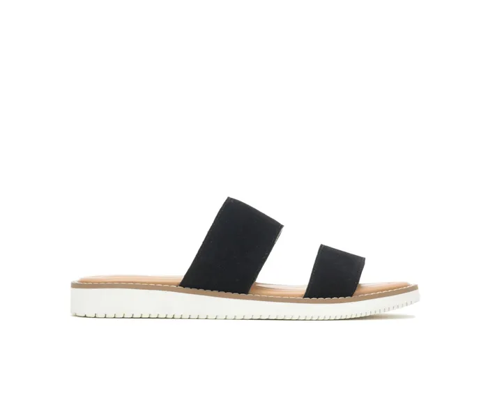 Sandals Women Hush Puppies Briard 2 Band Slide Black Suede