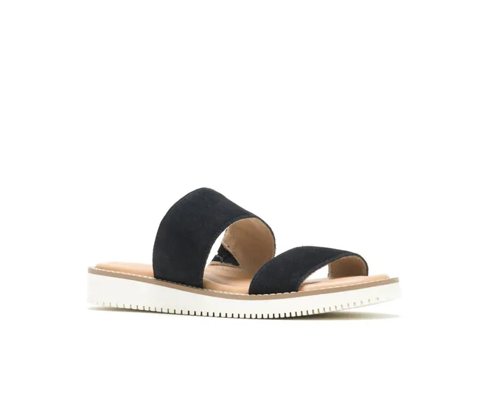 Sandals Women Hush Puppies Briard 2 Band Slide Black Suede Sandals Women Hush Puppies Briard 2 Band Slide Black Suede