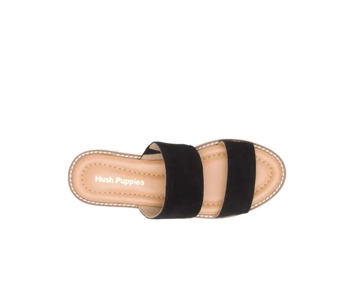 Sandals Women Hush Puppies Briard 2 Band Slide Black Suede Sandals Women Hush Puppies Briard 2 Band Slide Black Suede