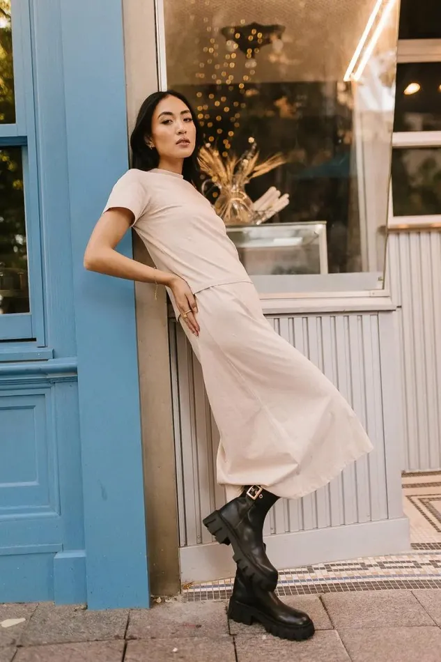 Sarah Twofer Dress In Beige Beige Women Bohme Dresses