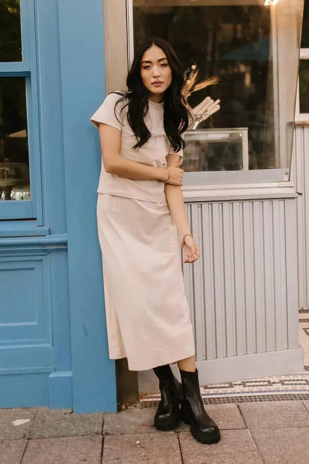 Sarah Twofer Dress In Beige Beige Women Bohme Dresses