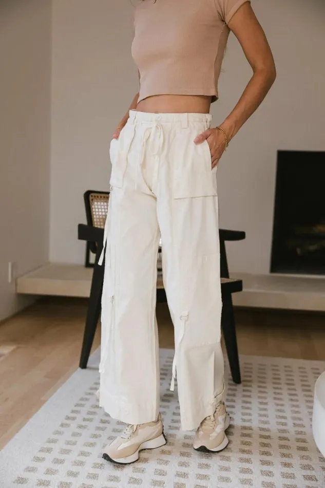 Savannah Cargo Pants In Cream Cream Women Bohme Pants