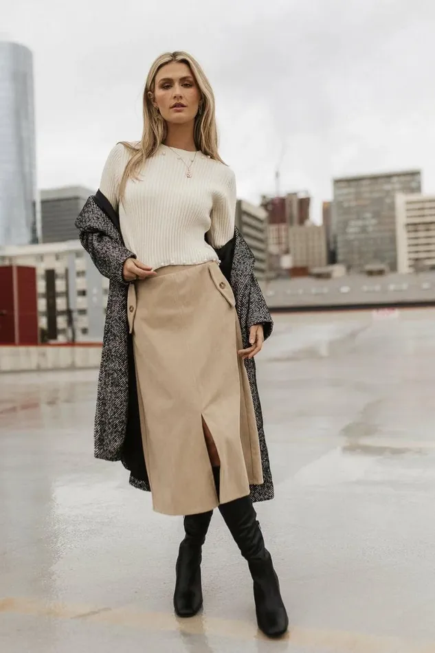 Savannah Corduroy Skirt In Beige Beige Women Bohme Skirts