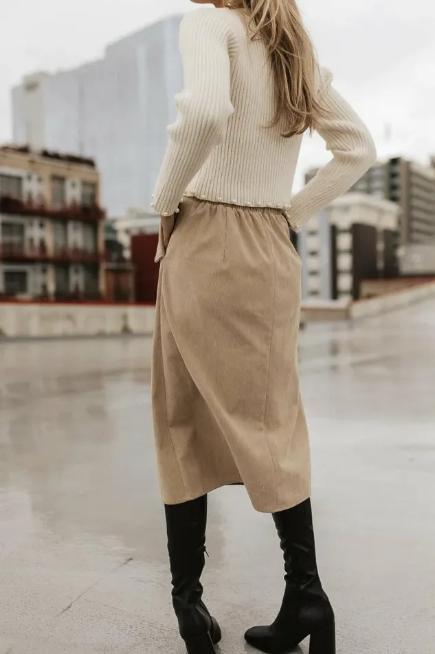 Savannah Corduroy Skirt In Beige Beige Women Bohme Skirts