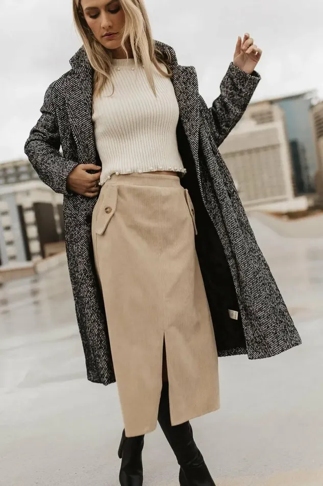 Savannah Corduroy Skirt In Beige Beige Women Bohme Skirts
