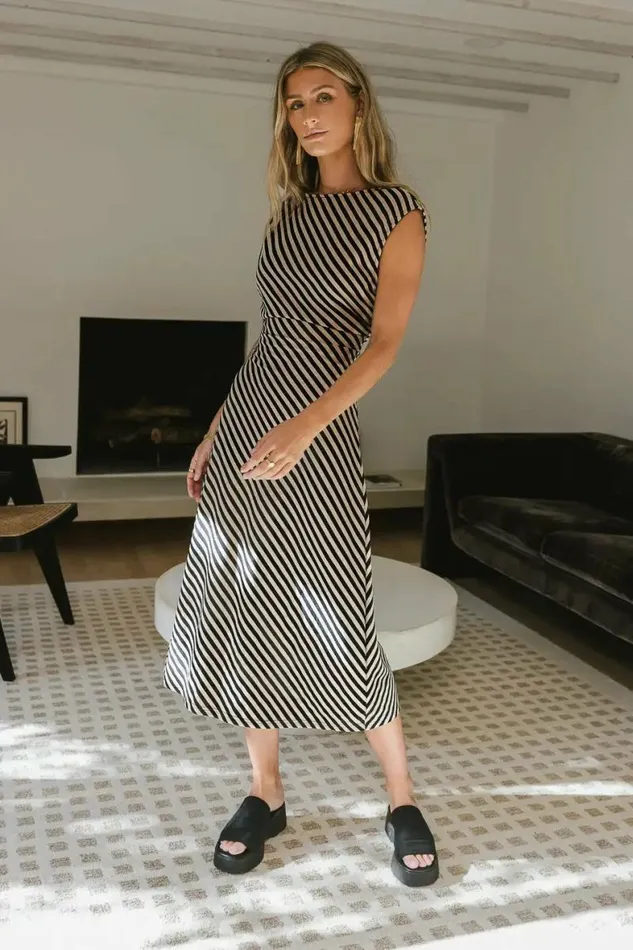 Saylor Striped Dress Brown Women Bohme Dresses