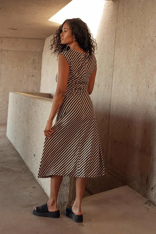 Saylor Striped Dress Brown Women Bohme Dresses