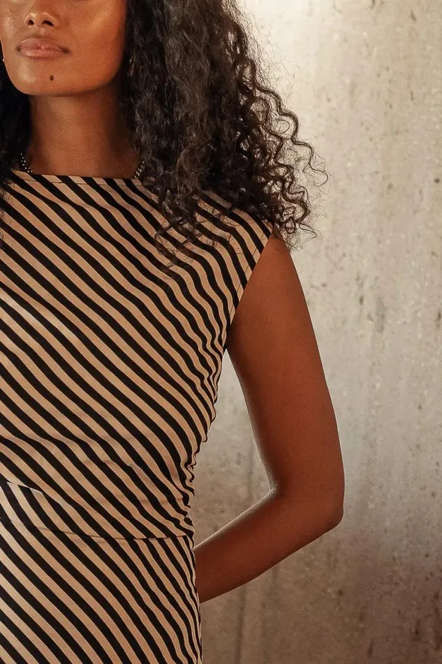 Saylor Striped Dress Brown Women Bohme Dresses