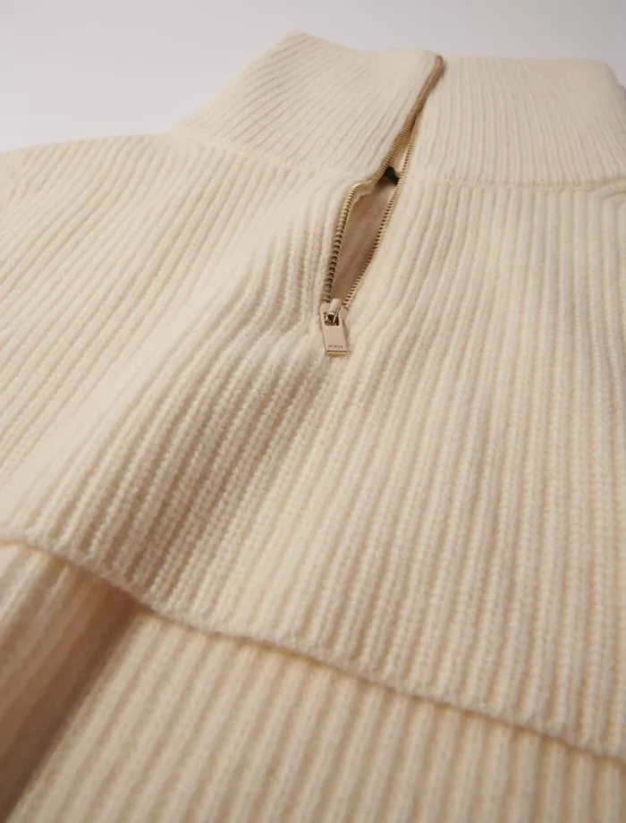 Scarves and Ponchos Women Maje CashmereWool ZipUp Neck Warmer Ecru