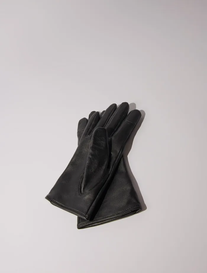 Scarves and Ponchos Women Maje Leather Gloves Black