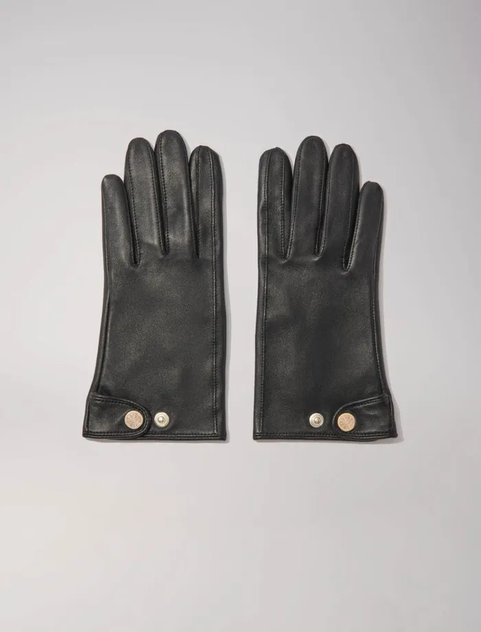 Scarves and Ponchos Women Maje Leather Gloves Black