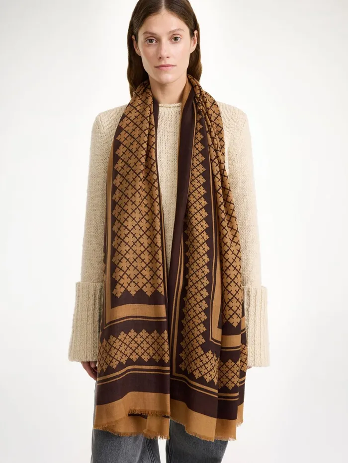 Scarves Women By Malene Birger Julee Wool Scarf Bison Scarves Women By Malene Birger Julee Wool Scarf Bison