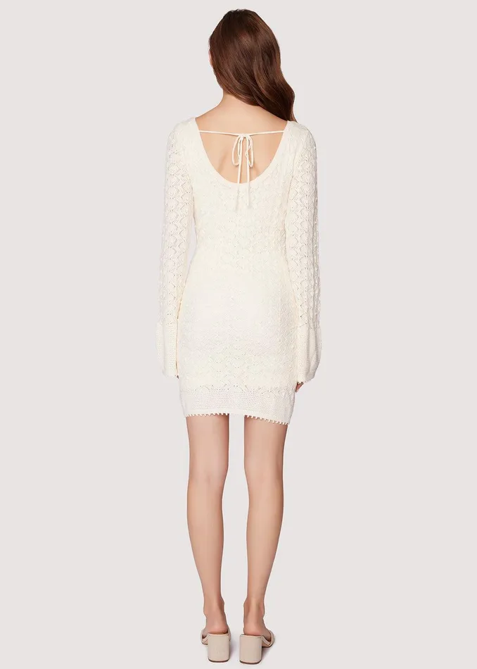 Serena Pointelle Knit Mini Dress Ecru Women Lost Wander Dresses