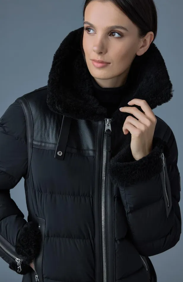 Shearling Jackets Women Mackage VANNA Mixedmedia Shearling Down Jacket Black Shearling Jackets Women Mackage VANNA Mixedmedia Shearling Down Jacket Black