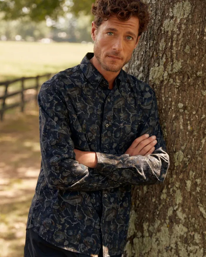 Shirting Men Billy Reid Low Tide Msl 1pocket Shirt Carbon Blue