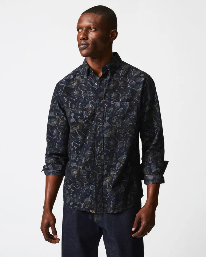 Shirting Men Billy Reid Low Tide Msl 1pocket Shirt Carbon Blue