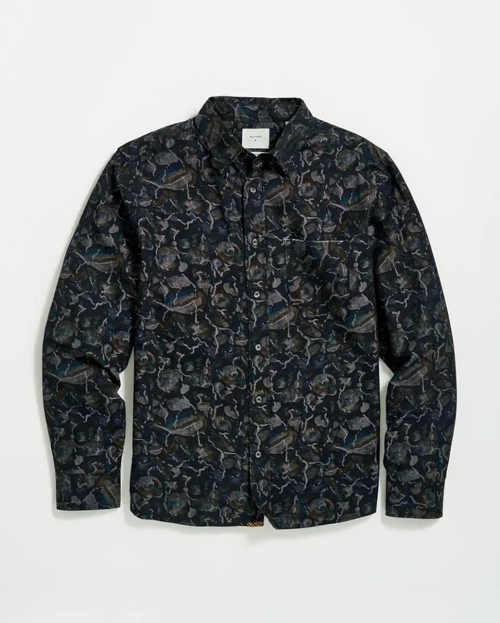 Shirting Men Billy Reid Low Tide Msl 1pocket Shirt Carbon Blue