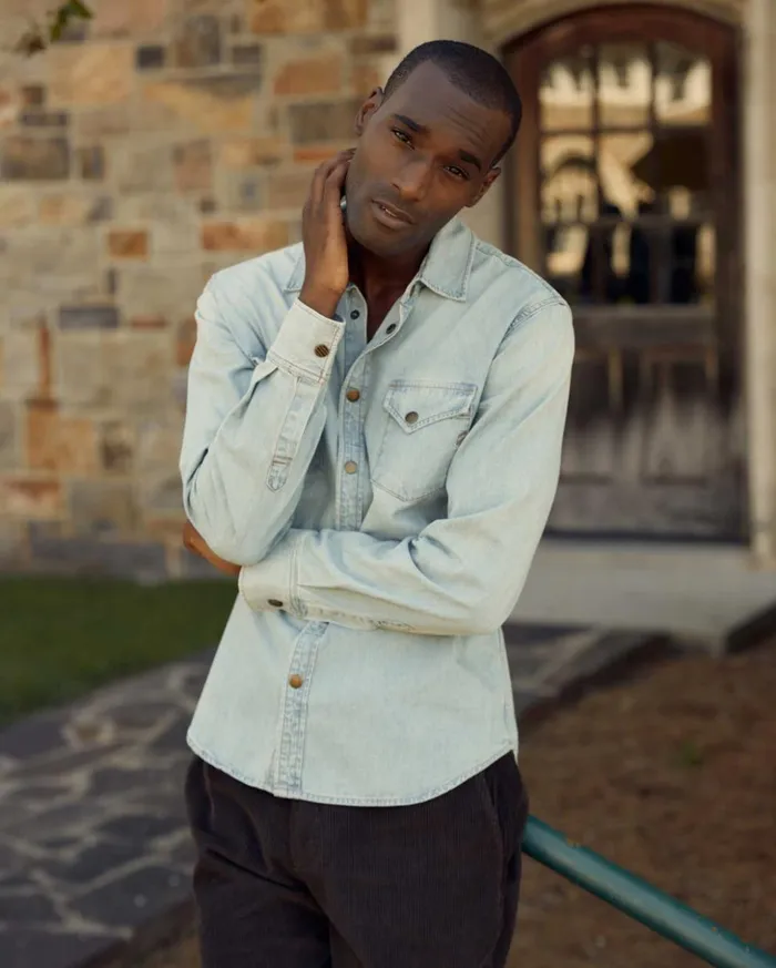 Shirting Men Billy Reid Shoals Denim Shirt Denim Wash