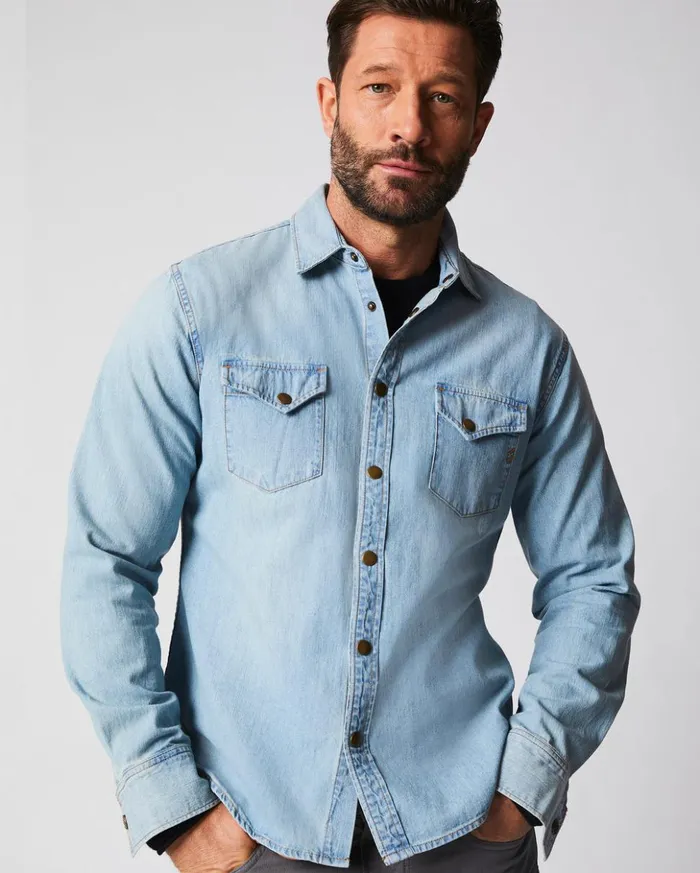 Shirting Men Billy Reid Shoals Denim Shirt Denim Wash