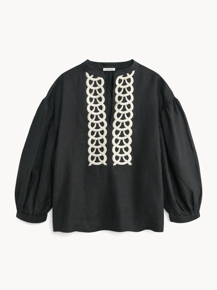Shirts and Blouses Women By Malene Birger Cadmus Linen Blouse Black Shirts and Blouses Women By Malene Birger Cadmus Linen Blouse Black