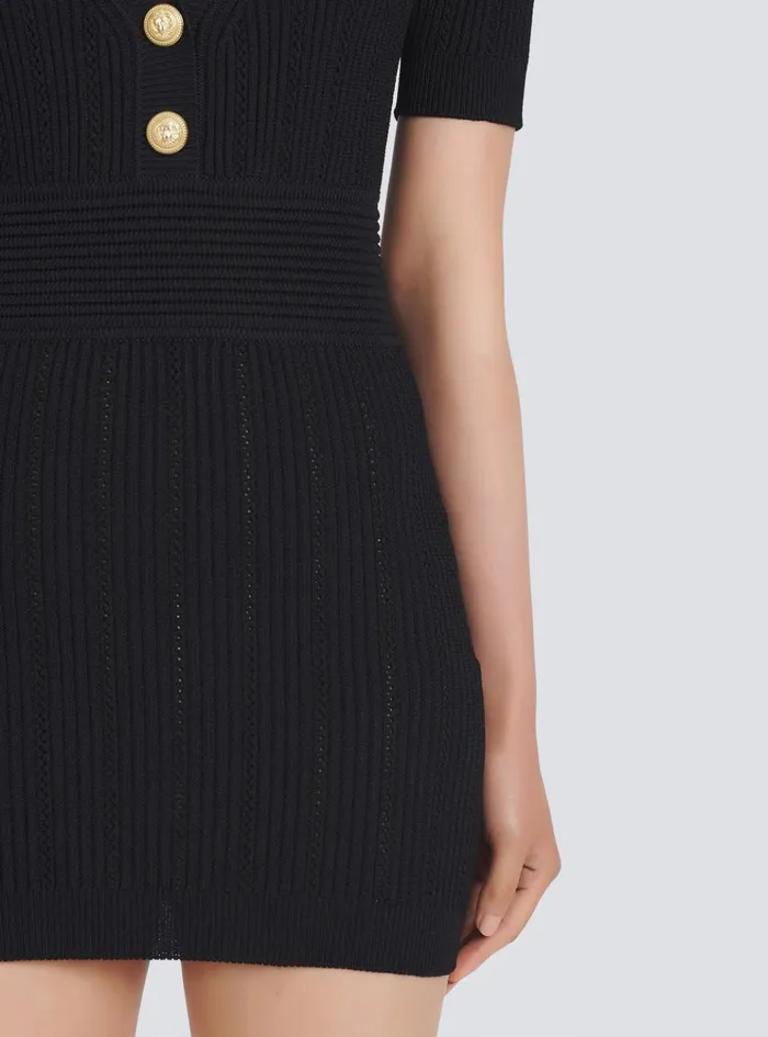 Short Ecodesigned Knit Dress Black Women Balmain Dresses