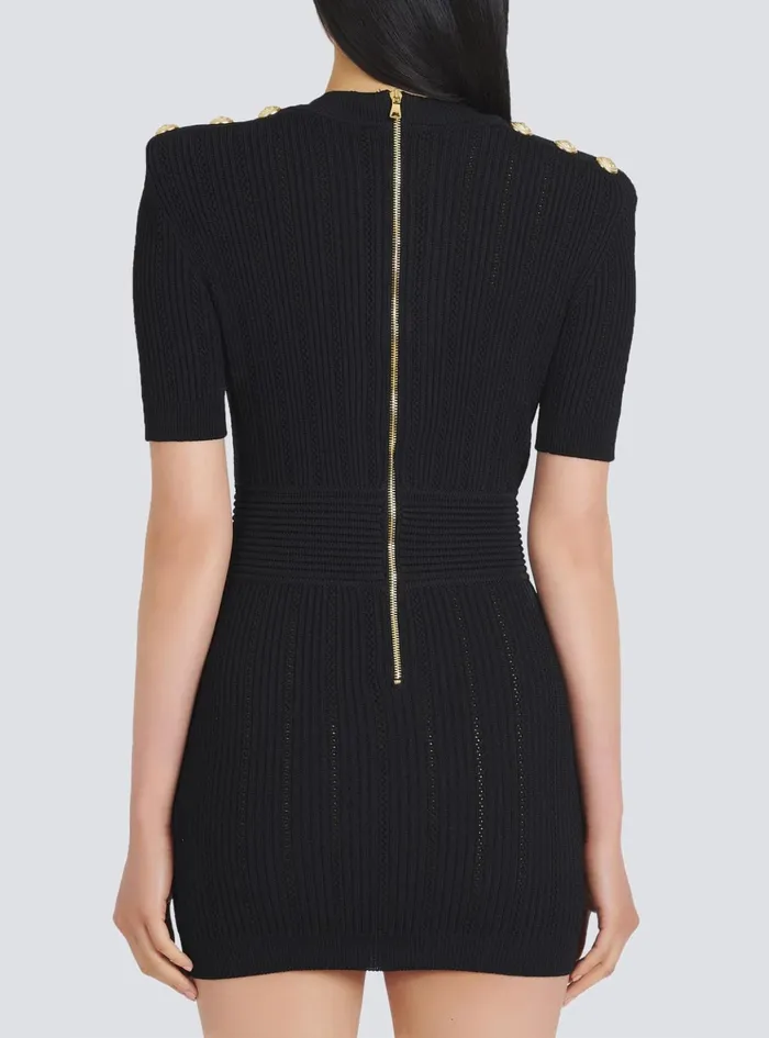 Short Ecodesigned Knit Dress Black Women Balmain Dresses