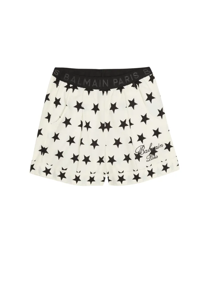 Signature Stars Shorts White Kids Balmain