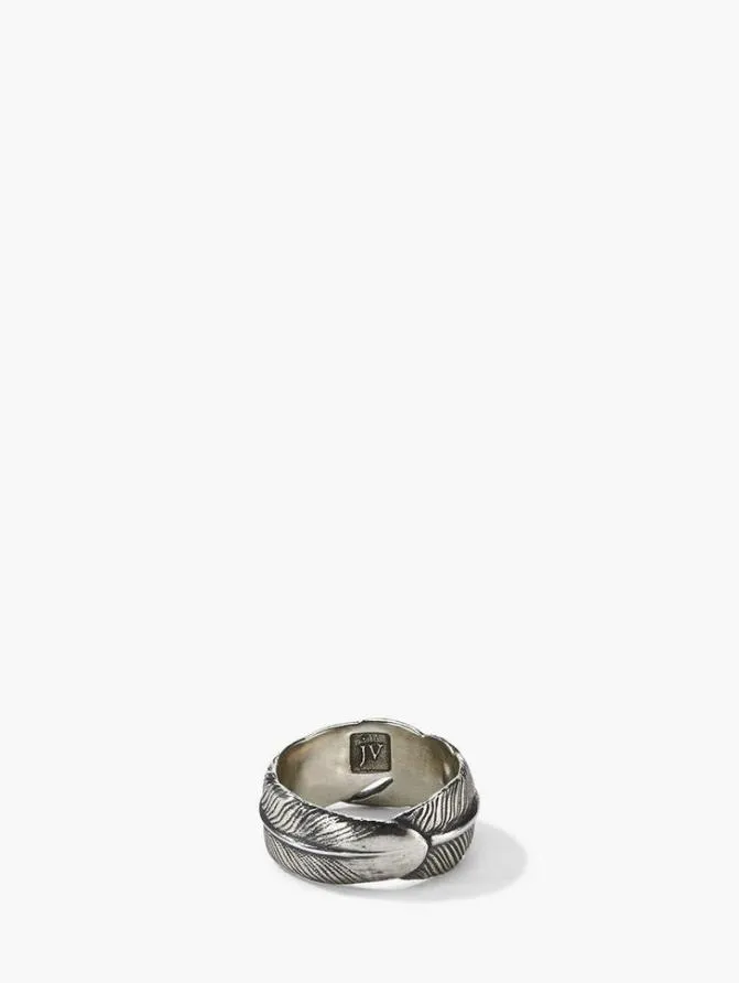 SILVER FEATHER RING Silver Accessories John Varvatos Jewelry SILVER FEATHER RING Silver Accessories John Varvatos Jewelry