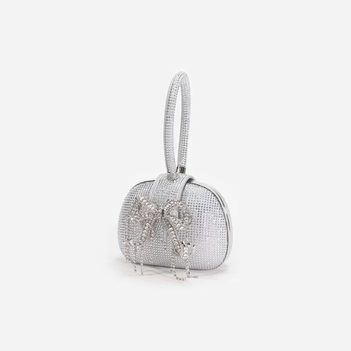Silver Rhinestone Top Handle Clutch Bag Women Self Portrait Mini Silver Rhinestone Top Handle Clutch Bag Women Self Portrait Mini