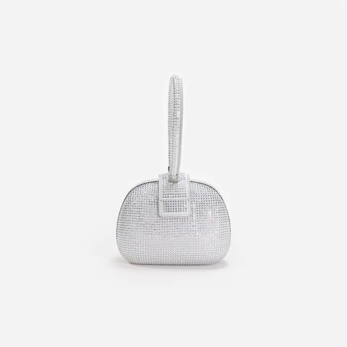 Silver Rhinestone Top Handle Clutch Bag Women Self Portrait Mini Silver Rhinestone Top Handle Clutch Bag Women Self Portrait Mini
