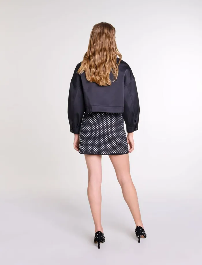 Skirts and Shorts Women Maje Short Skirt With Rhinestones Black