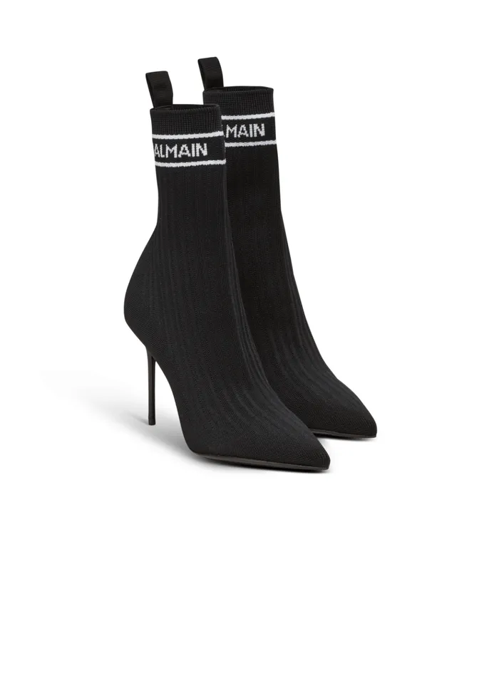 Skye Knit Ankle Boots Black Women Balmain Boots