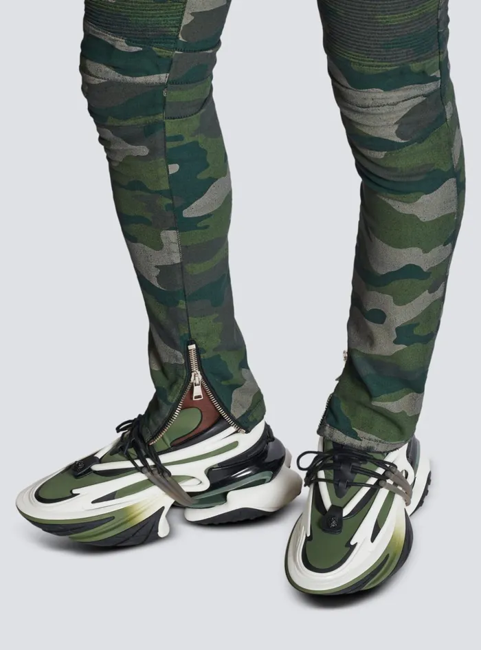 Slimfit Jeans In Camouflage Denim Khaki Men Balmain Denim